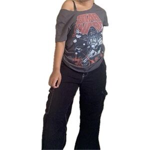 Divided H&M contrast stitch black cargo jeans, Women’s 8